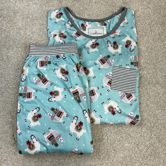 Cuddl Duds Pajama/Lounge Long Sleeve Shirt Pants Set Holiday Llamas Size XS - Picture 1 of 8